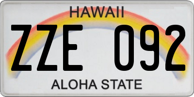 HI license plate ZZE092
