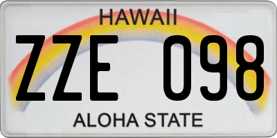 HI license plate ZZE098