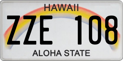 HI license plate ZZE108