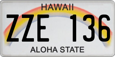 HI license plate ZZE136