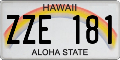 HI license plate ZZE181