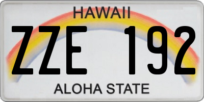 HI license plate ZZE192