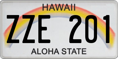 HI license plate ZZE201