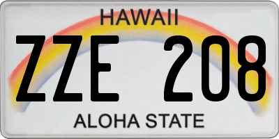 HI license plate ZZE208