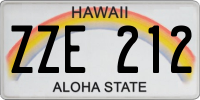 HI license plate ZZE212