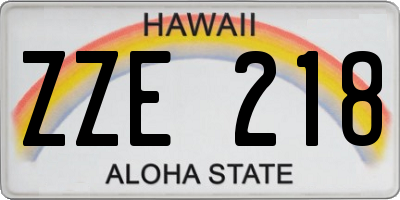 HI license plate ZZE218