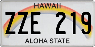HI license plate ZZE219