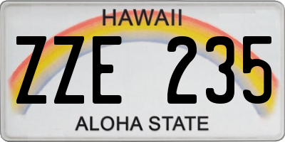 HI license plate ZZE235