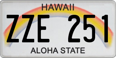 HI license plate ZZE251