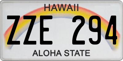 HI license plate ZZE294