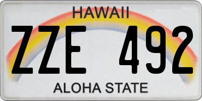 HI license plate ZZE492