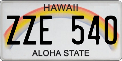 HI license plate ZZE540