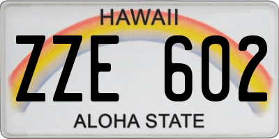 HI license plate ZZE602