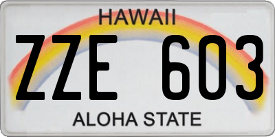 HI license plate ZZE603