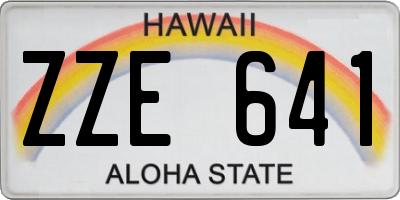 HI license plate ZZE641