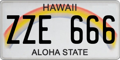 HI license plate ZZE666