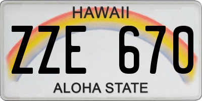 HI license plate ZZE670
