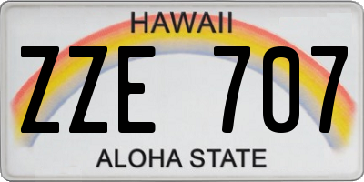 HI license plate ZZE707