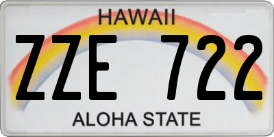 HI license plate ZZE722