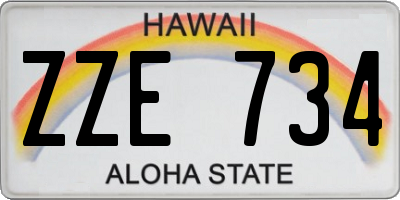 HI license plate ZZE734