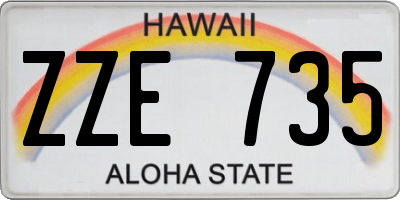 HI license plate ZZE735