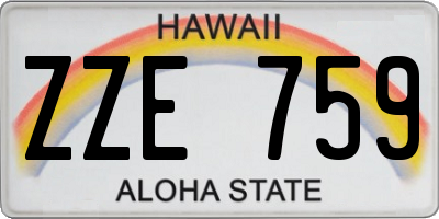 HI license plate ZZE759