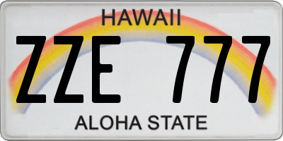 HI license plate ZZE777