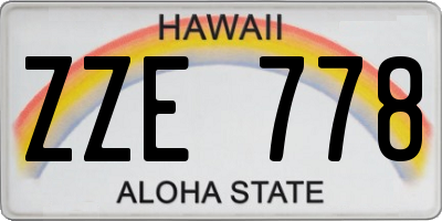 HI license plate ZZE778