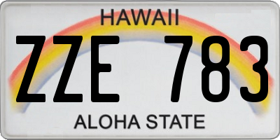 HI license plate ZZE783