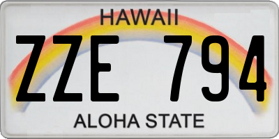 HI license plate ZZE794