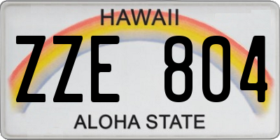 HI license plate ZZE804