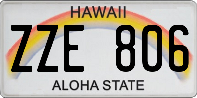 HI license plate ZZE806
