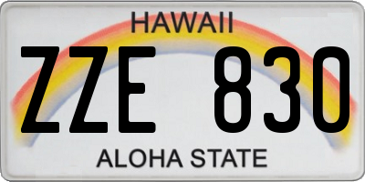 HI license plate ZZE830