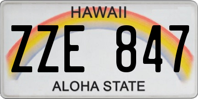HI license plate ZZE847