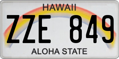 HI license plate ZZE849