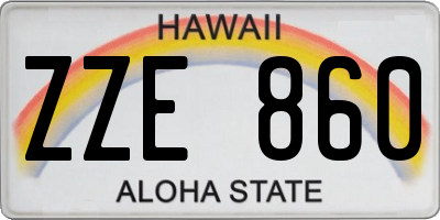 HI license plate ZZE860
