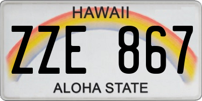 HI license plate ZZE867