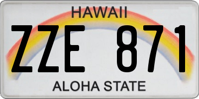HI license plate ZZE871