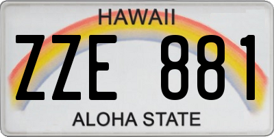HI license plate ZZE881