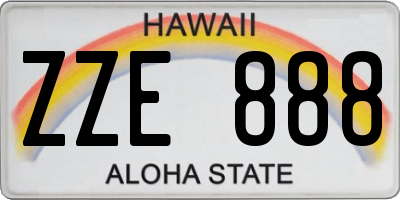 HI license plate ZZE888