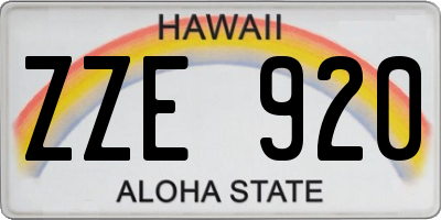 HI license plate ZZE920