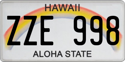 HI license plate ZZE998