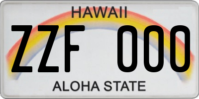 HI license plate ZZF000