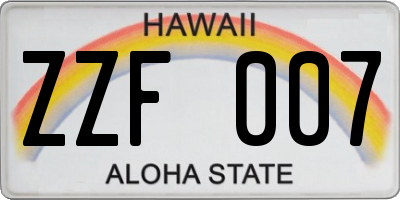 HI license plate ZZF007