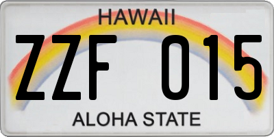 HI license plate ZZF015