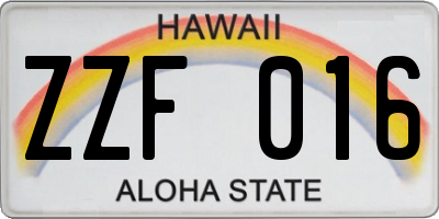 HI license plate ZZF016
