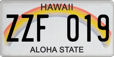 HI license plate ZZF019
