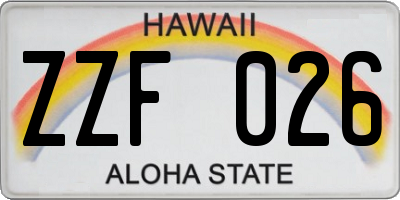 HI license plate ZZF026