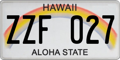 HI license plate ZZF027