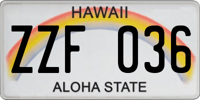 HI license plate ZZF036